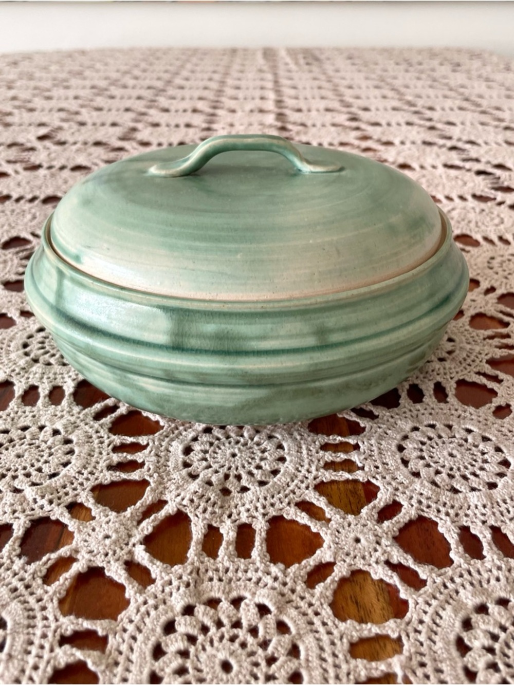Muskoka Bay Pottery Handmade Artisanal Lidded Ceramic Dish, Seafoam Small